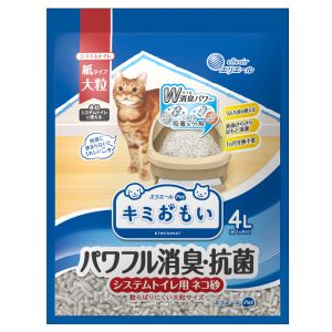 大王製紙 大王製紙 キミおもい パワフル消臭 抗菌 システムトイレ用ネコ砂 大粒 4L
