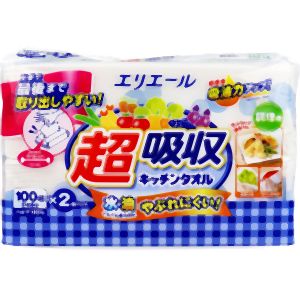 大王製紙 大王製紙 エリエール 超吸収キッチンタオル シートタイプ 100組 200枚 ×2個パック