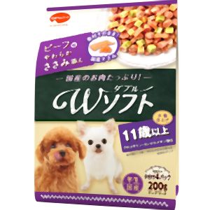 日本ペットフード ビタワン 君のWソフト 11歳以上 お肉を味わうビーフ味粒 やわらかささみ入り 200g 日本ペットフード