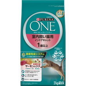 ネスレ日本 Nestle ピュリナワン キャット 室内飼い猫用 インドアキャット 1歳以上 サーモン & ツナ 2kg ネスレ