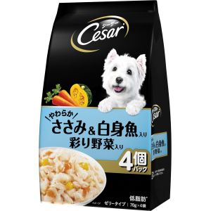 マース MARS マース シーザー やわらかささみ & 白身魚入り 彩り野菜入り 70g×4袋