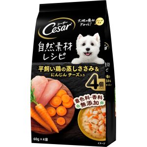 マース MARS マース シーザー 自然素材レシピ 平飼い鶏の蒸しささみ にんじん チーズ入り 60g×4袋