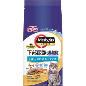 ペットライン PETLINE ペットライン メディファス 室内猫 毛玉ケアプラス 1歳から チキン フィッシュ味 705g 235g×3 284830