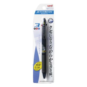 三菱鉛筆 三菱鉛筆 SXE3-400-38 1P透明ブラック 油性ボールペン ジェットストリーム 多色 0.38mm パック