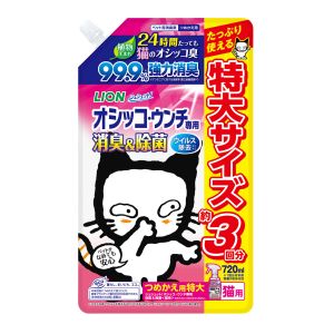 ライオン商事 LION PET ライオン シュシュット オシッコ ウンチ専用消臭 除菌 猫用 つめかえ用 特大 720ml 136400