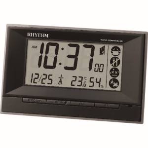 リズム RHYTHM リズム 8RZ207SR02 電波 目覚まし時計 温湿度計付き 環境目安表示 黒