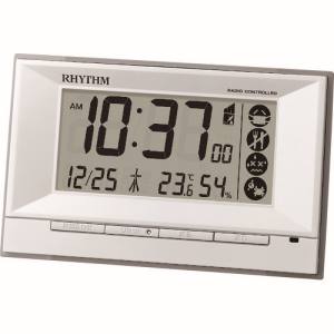 リズム RHYTHM リズム 8RZ207SR03 電波 目覚まし時計 温湿度計付き 環境目安表示 白