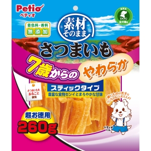 ペティオ Petio ペティオ 素材そのまま さつまいも 7歳からのやわらかスティックタイプ 260g