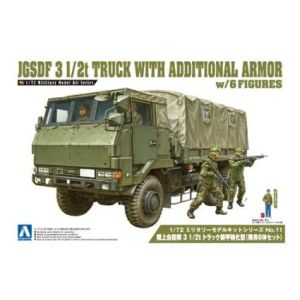 アオシマ アオシマ No.11 1/72 ミリタリーモデルキット 陸上自衛隊 3 1/2t トラック装甲強化型 隊員6体セット