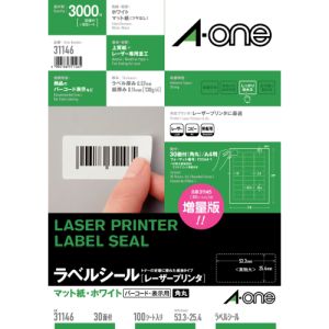 エーワン Aone エーワン 31146 レーザーPラベル30面100シート