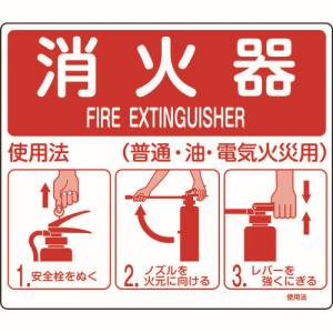 日本緑十字社 日本緑十字社 66011 消防標識 消火器使用法 使用法1 215×250mm 壁面取付タイプ エンビ