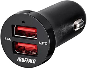 バッファロー BUFFALO バッファロー BSMPS3402P2BK 3.4A シガーソケット用USB急速充電器 オートパワーセレクト搭載 2ポートタイプ ブラック