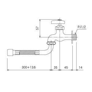 KVK KVK K3FLR30 自在水栓300mm フレキ付