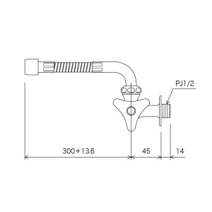 KVK KVK K10FLR30 横自在水栓300 フレキ付