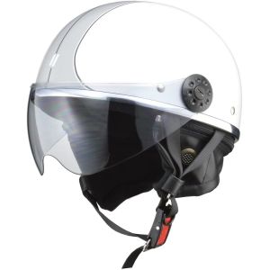 リード工業 LEAD リード工業 OONE ハーフシールド付ハーフヘルメット ホワイト/シルバー フリーサイズ LEAD