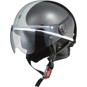 リード工業 LEAD リード工業 OONE ハーフシールド付ハーフヘルメット ブラック/シルバー フリーサイズ LEAD