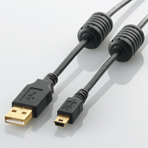 エレコム(ELECOM) USB2.0ケーブル/A-miniBタイプ/フェライトコア付/5m/ブラック U2C-MF50BK
