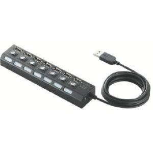 エレコム ELECOM エレコム U2H-TZS720SBK USBHUB2.0/個別スイッチ付/セルフパワー/7ポート/2m/ブラック