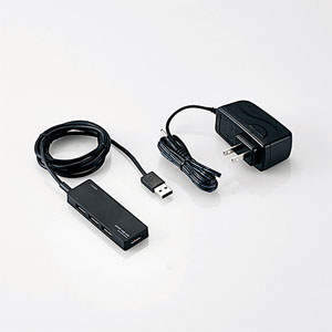 ELECOM エレコム エレコム U2H-AN4SBK USBハブ 4ポート ACアダプタ付 セルフパワー ブラック