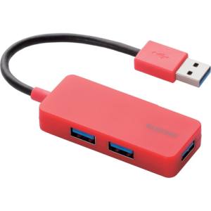 エレコム ELECOM エレコム ELECOM 3ポート USB3.0ハブ(ケーブル固定タイプ) レッド U3H-K315BRD