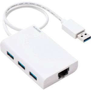 エレコム ELECOM エレコム ELECOM USB3.0 ギガビットLANアダプター USBハブ付 ホワイト EDC-GUA3H-W