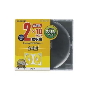 ELECOM エレコム エレコム CCD-JSCSW10CR CD DVDスリムプラケース 2枚収納 10パック クリア