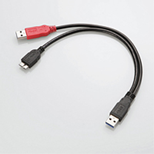 エレコム ELECOM エレコム USB3-AAMB5DPBK Y字Wパワーケーブル/USB3.0/microB/簡易パッケージ