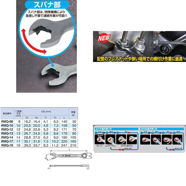  トネ TONE トネ RMQ-10 クイックラチェットめがねレンチ 10mm TONE