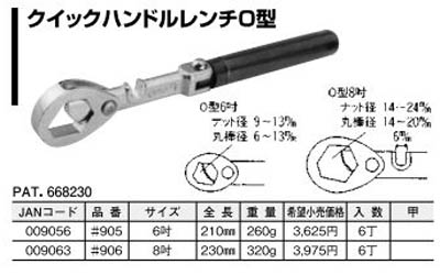  杉野工業 ナイス NICE ナイス 906 クイックハンドルレンチ O-8 NICE 杉野工業