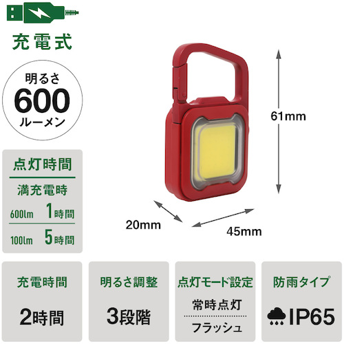  ムサシ ムサシ COB-WL007R 充電式スーパーフラッシュライト6W レッド