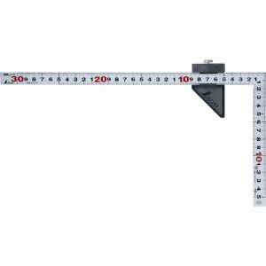 シンワ測定 SHINWA シンワ測定 12438 曲尺平ぴた シルバー 30cm 表裏同目 ストッパー付 JIS