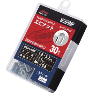 ロブテックス LOBTEX ロブテックス NSD5MP エビ ブラインドナット エビナット 平頭 スチール製 エコパック 板厚3.2 M5X0.8 30個入