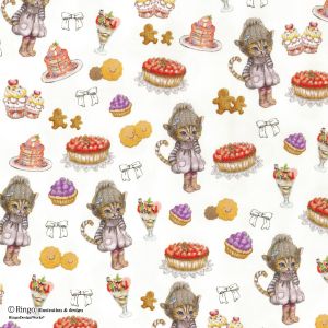 清原 KIYOHARA KIYOHARA Ringo CoCoちゃん カットクロス 生地 オックス 巾約110cm×50cmカット SW ショートケーキホワイト RINF-04C SW 清原