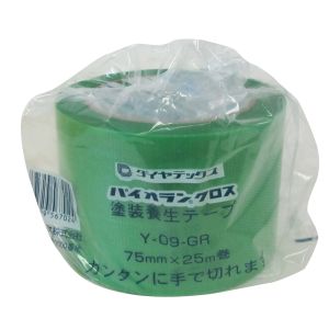 ダイヤテックス DIATEX ダイヤテックス Y-09-GR グリーン パイオラン 養生用 粘着テープ 75mmＸ25m 厚さ0.16mm グリーン