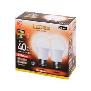 アイリスオーヤマ IRIS アイリスオーヤマ LED電球 E26 広配光 40形相当 電球色 2個セット LDA5L-G-4T52P