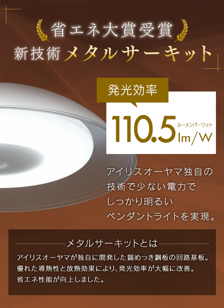  アイリスオーヤマ IRIS 洋風ペンダントライト メタルサーキットシリーズ 浅型 8畳調光 PLM8D-YA