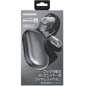 ナガオカ NAGAOKA ナガオカ BT832OWSGM ブラック 可動式 オープンイヤー型ワイヤレスイヤホン