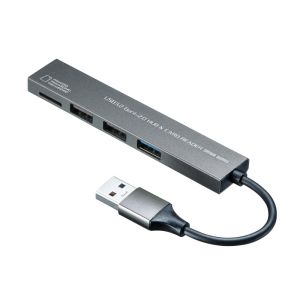 サンワサプライ SANWA SUPPLY サンワサプライ USB-3HC319S USB 3.2 Gen1 USB2.0 コンボ スリムハブ カードリーダー 付き