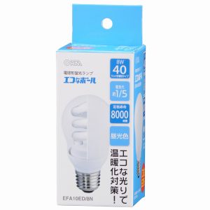 オーム電機 OHM オーム電機 電球形蛍光灯 E26 40形相当 昼光色 エコなボール 04-1497 EFA10ED/8N