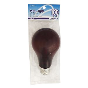 オーム電機 OHM オーム電機 白熱カラー電球 E26 100W レッド 04-6011 LB-PS7600-CR
