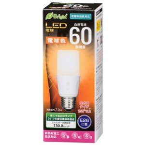 オーム電機 OHM オーム電機 LED電球 T形 E26 60形相当 電球色 06-3611 LDT7L-G IS21