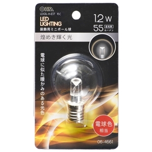 オーム電機 OHM オーム電機 LDG1L-H-E17 15C LEDミニボール球装飾用 G40 E17 1.2W 55lm クリア電球色 06-4661