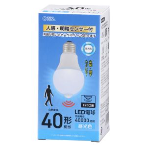 オーム電機 OHM オーム電機 LED電球 E26 40形相当 人感明暗センサー付き 昼光色 LDA5D-G PIR6