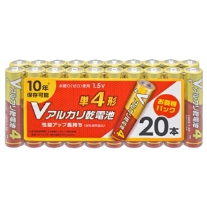 オーム電機 OHM オーム電機 LR03VS20P Vアルカリ乾電池 単4形 20本パック