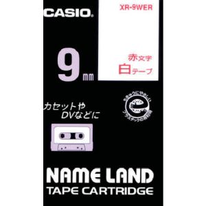 カシオ CASIO カシオ XR-9WER ネームランドテープ 9mm 白テープ/赤文字