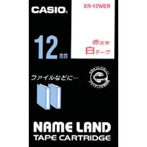 カシオ CASIO カシオ XR-12WER ネームランドテープ 12mm 白テープ/赤文字