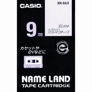 カシオ CASIO カシオ XR-9AX ネームランド用透明テープに白文字9mm
