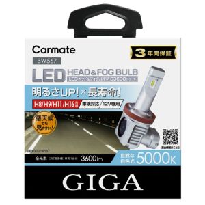 カーメイト CARMATE カーメイト BW567 GIGA LEDヘッドバルブ C3600 5000K H8 H9 H11 H16