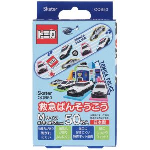 スケーター SKATER スケーター トミカ 救急 絆創膏 ばんそうこう Mサイズ 50枚 QQB50