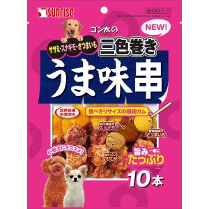 マルカン MG マルカン ゴン太のササミ スナギモ さつまいも 三色巻き うま味串 10本 犬 おやつ